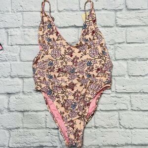 RIS-K Women's Pink Voyager One Piece Swimsuit Size M Boho Floral New Cheeky